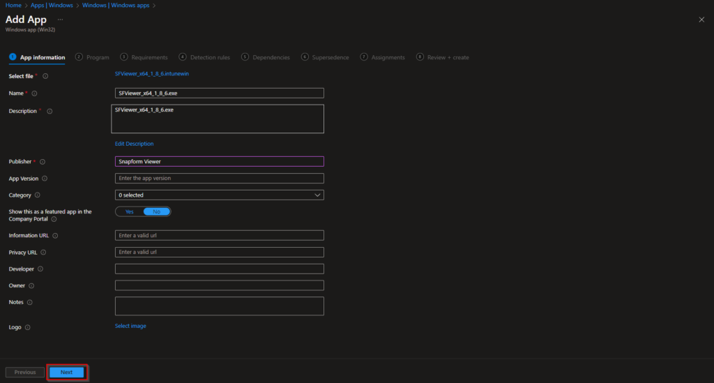 How to deploy Snapform Viewer with Microsoft Intune