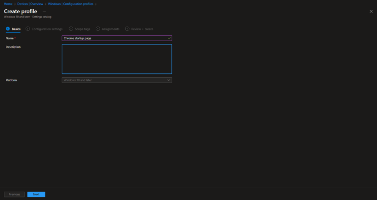 How to configure Chrome startup page with Microsoft Intune
