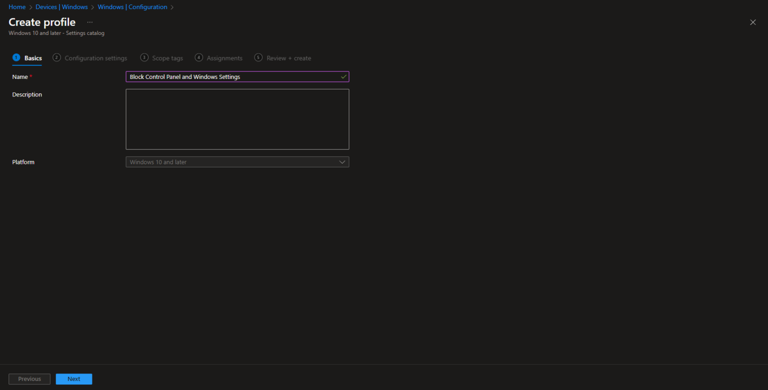 How to block Control Panel and Windows Settings with Microsoft Intune