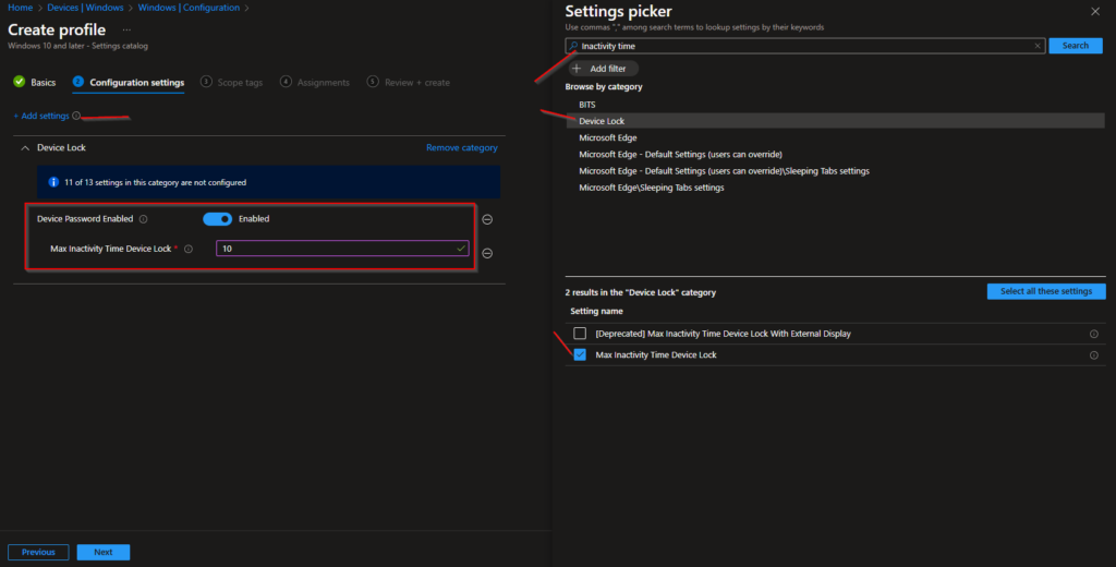 How to configure screen lockout time with Microsoft Intune