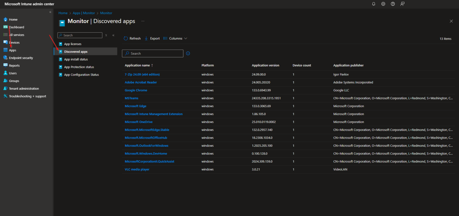 How to Export Intune Application list in Microsoft Intune