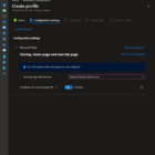 Configure the new tab page URL set to Enabled